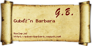 Gubán Barbara névjegykártya